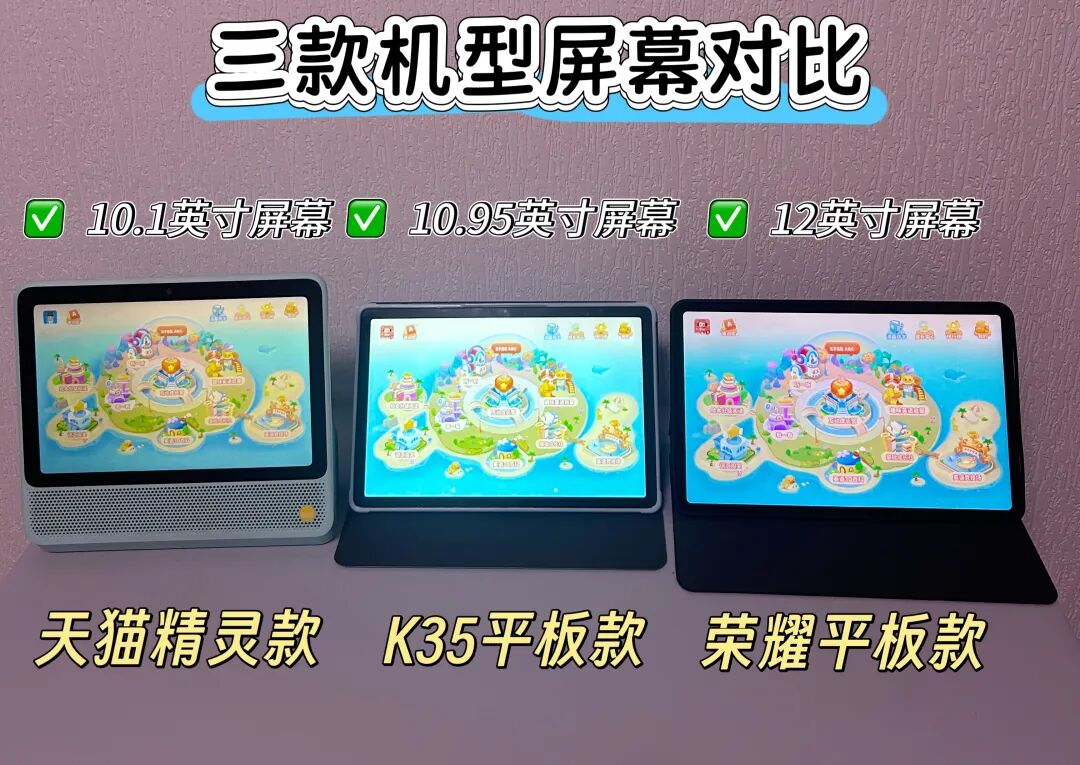 荣耀、K35与天猫精灵屏幕尺寸对比